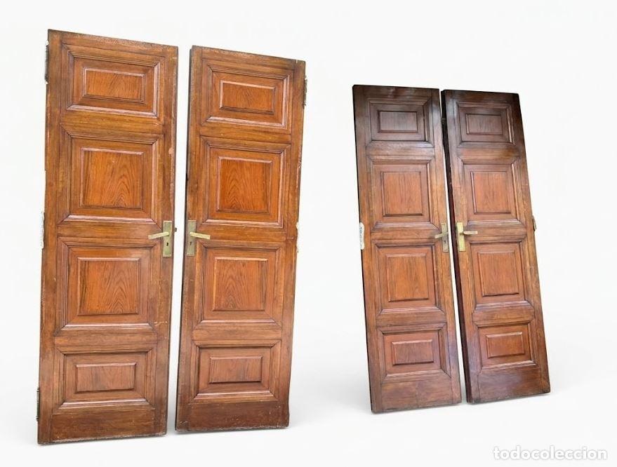 Antig&uuml;edades: PAREJA DE ANTIGUOS JUEGOS DE PUERTAS. MADERA DE CAOBA. ESPA&Ntilde;A. SIGLOS XIX-XX