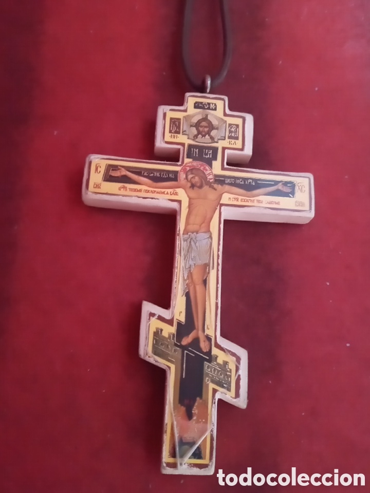 Antig&uuml;edades: COLGANTE CRUZ ORTODOXA DE MADERA - Foto 4