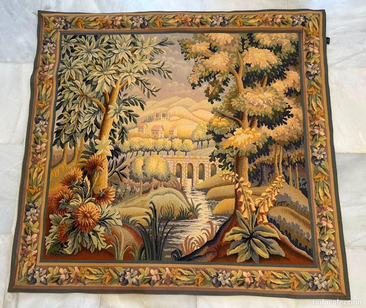 Antig&uuml;edades: Tapiz belga Flanders Tapestries 140&times;133 cm &ndash; Jacquard 100% algod&oacute;n &ndash; Impecable