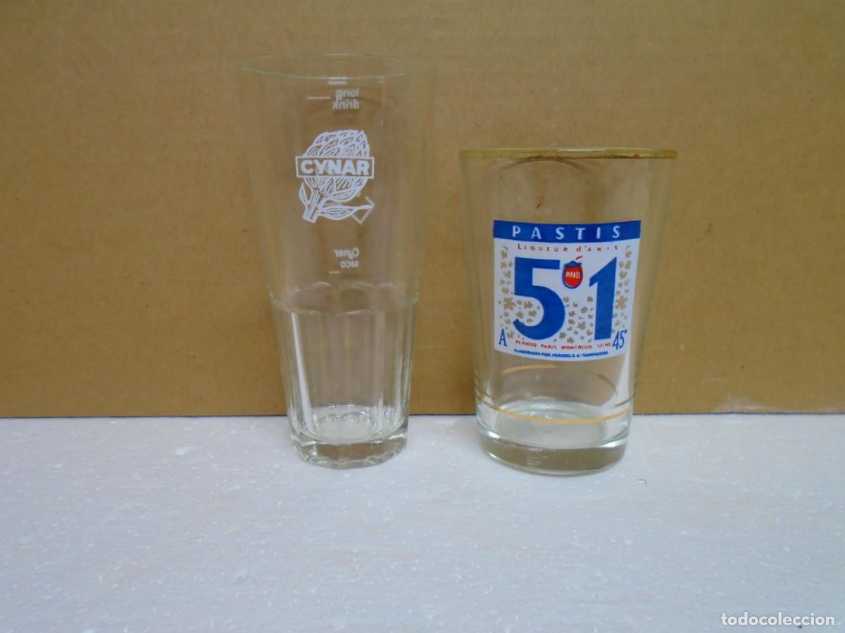 Antig&uuml;edades: VINTAGE VASOS SERIGRAFIADOS DE TONICAS&rdquo;CYNAR&rdquo; Y &rdquo;PERNOD&rdquo;A&Ntilde;OS 60/70.
