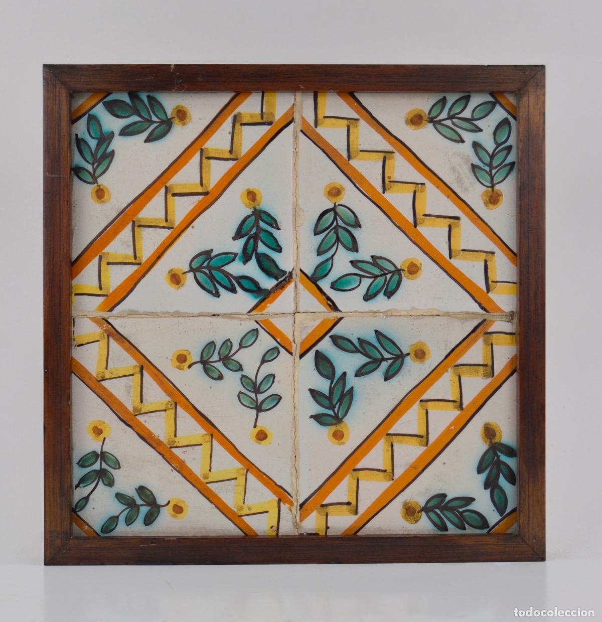 Antig&uuml;edades: Plaf&oacute;n de azulejos enmarcados siglo XIX.