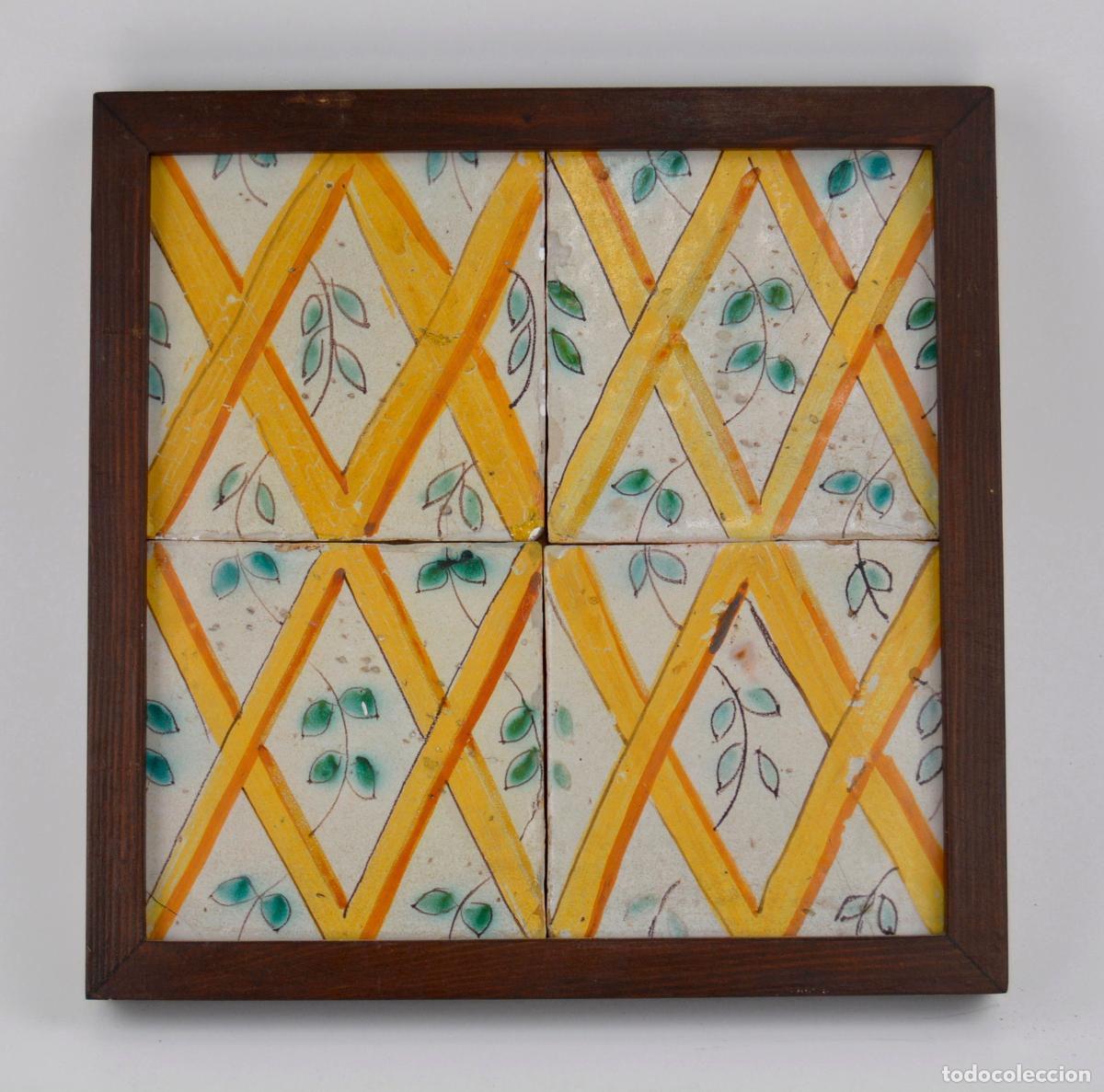 Antig&uuml;edades: Plaf&oacute;n de azulejos enmarcados siglo XIX.