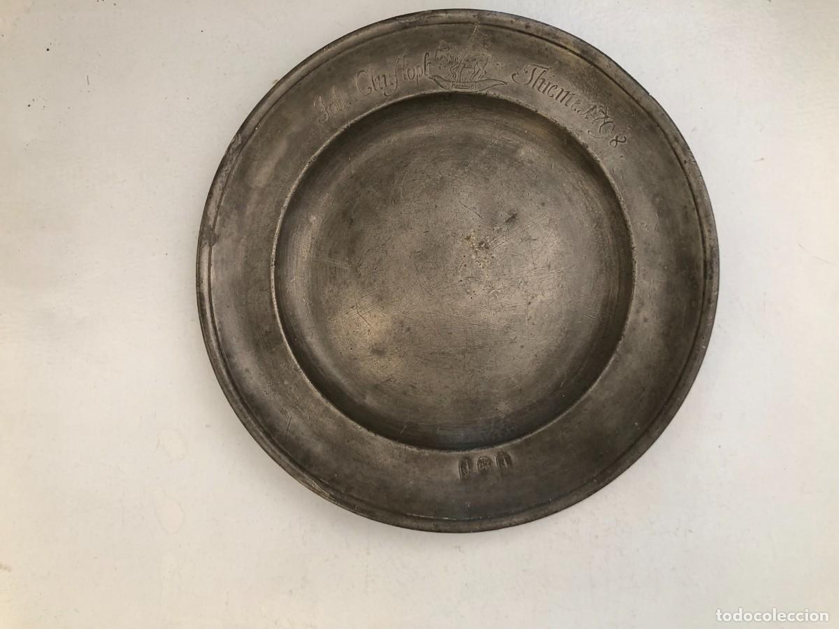 Antig&uuml;edades: PLATO DE ESTA&Ntilde;O JON CHRISTOPHE, THIEME 1798. DIAMETRO 24,5 CM.