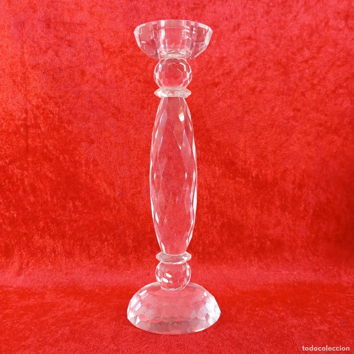 Antig&uuml;edades: PRECIOSO CANDELABRO DE CRISTAL TALLADO - DISE&Ntilde;O CL&Aacute;SICO - 24 X 8 CM / 2229