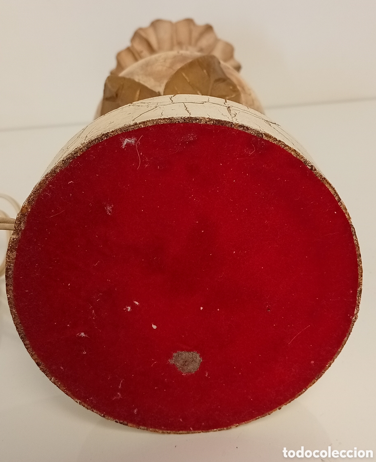 Antig&uuml;edades: .LAMPARA DE MESA DE MADERA PINTADA A MANO - Foto 5