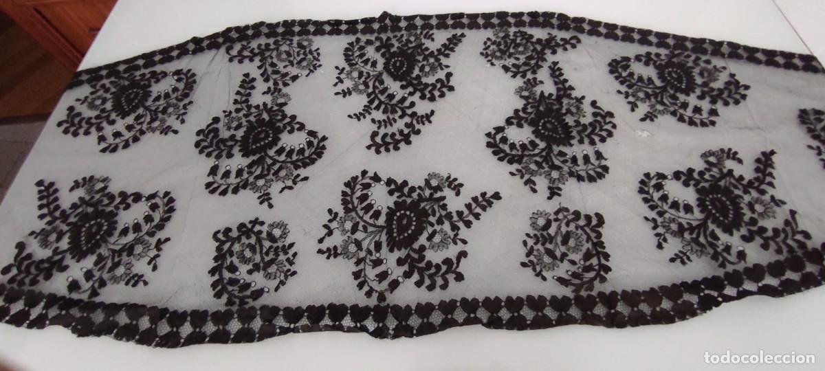 Antig&uuml;edades: ANTIGUA VELETA / VELO MANTILLA NEGRA DE BLONDA - 175 x 50 cm - TRAJE REGIONAL/ SEMANA SANTA/ / &Eacute;poca