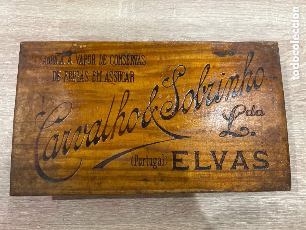 Antig&uuml;edades: Antiga Caixa de Madeira Completa - F&aacute;brica a Vapor Carvalho & Sobrinho (Elvas)