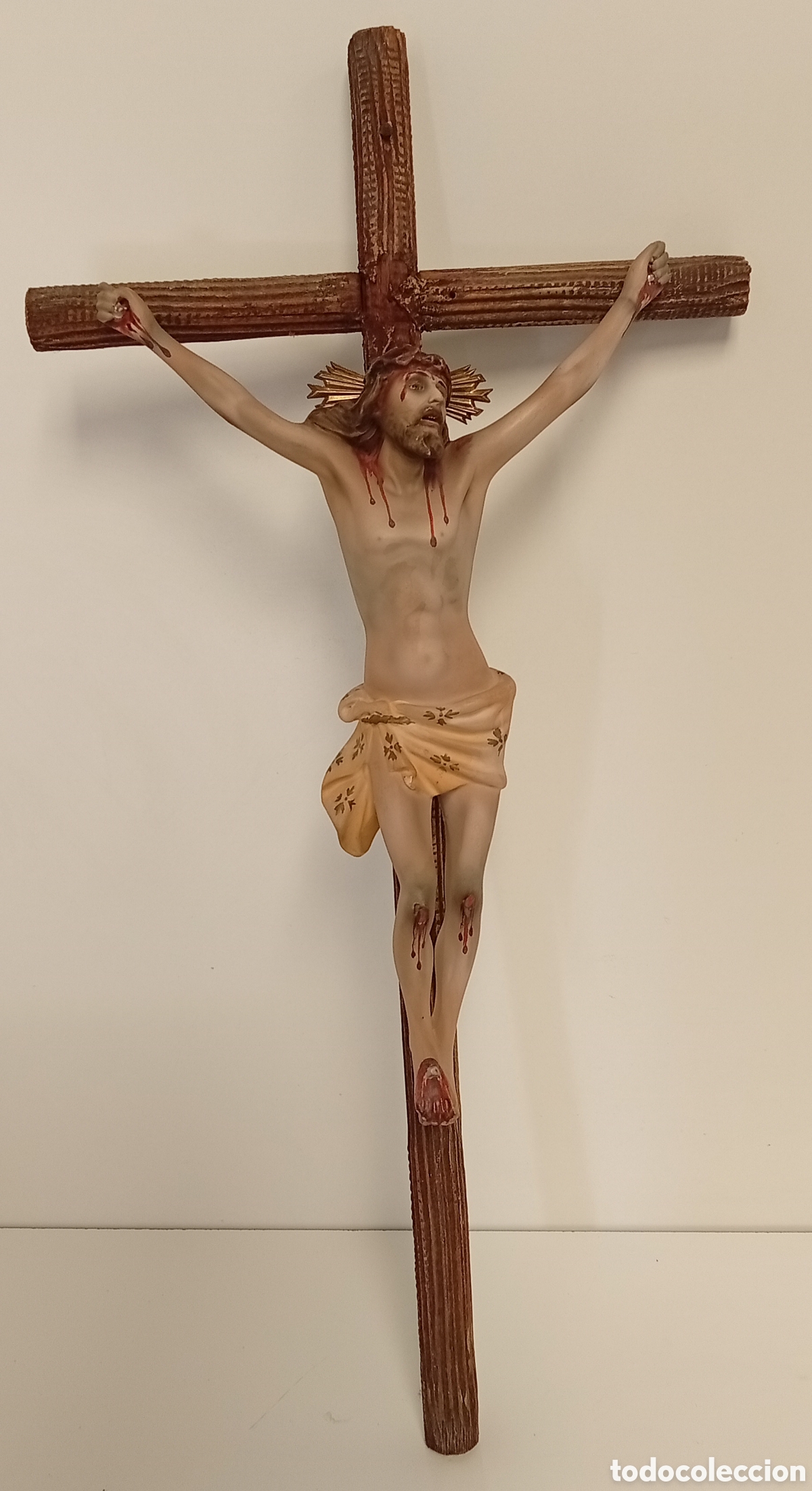 Antig&uuml;edades: FIGURA DE CRUCIFIJO RELIGIOSA JESUS Y SU CRUZ