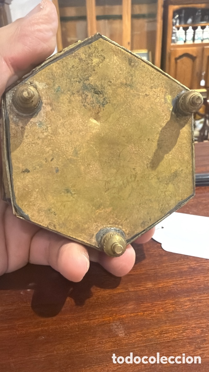 Antig&uuml;edades: CAJITA HECAGONAL HUESO BRONCE - Foto 4