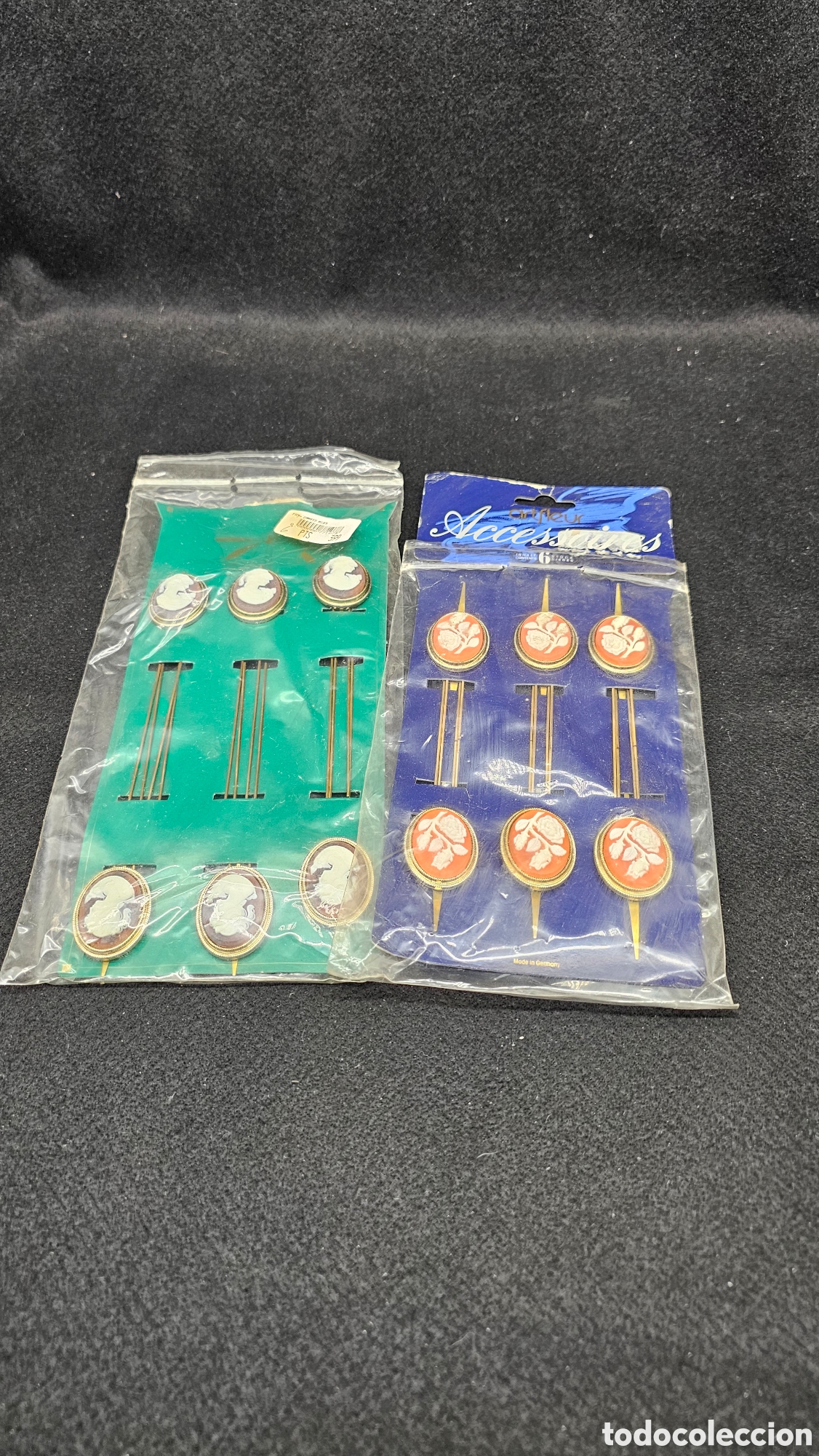 Antig&uuml;edades: Alfileres / pinzas vintage camafeo a estrenar