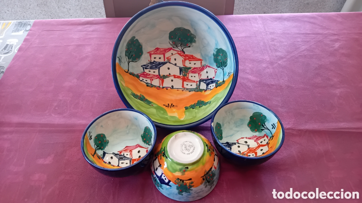 Antig&uuml;edades: CONJUNTO DE 4 PIEZAS ENSALADERA + 3 CUENCOS