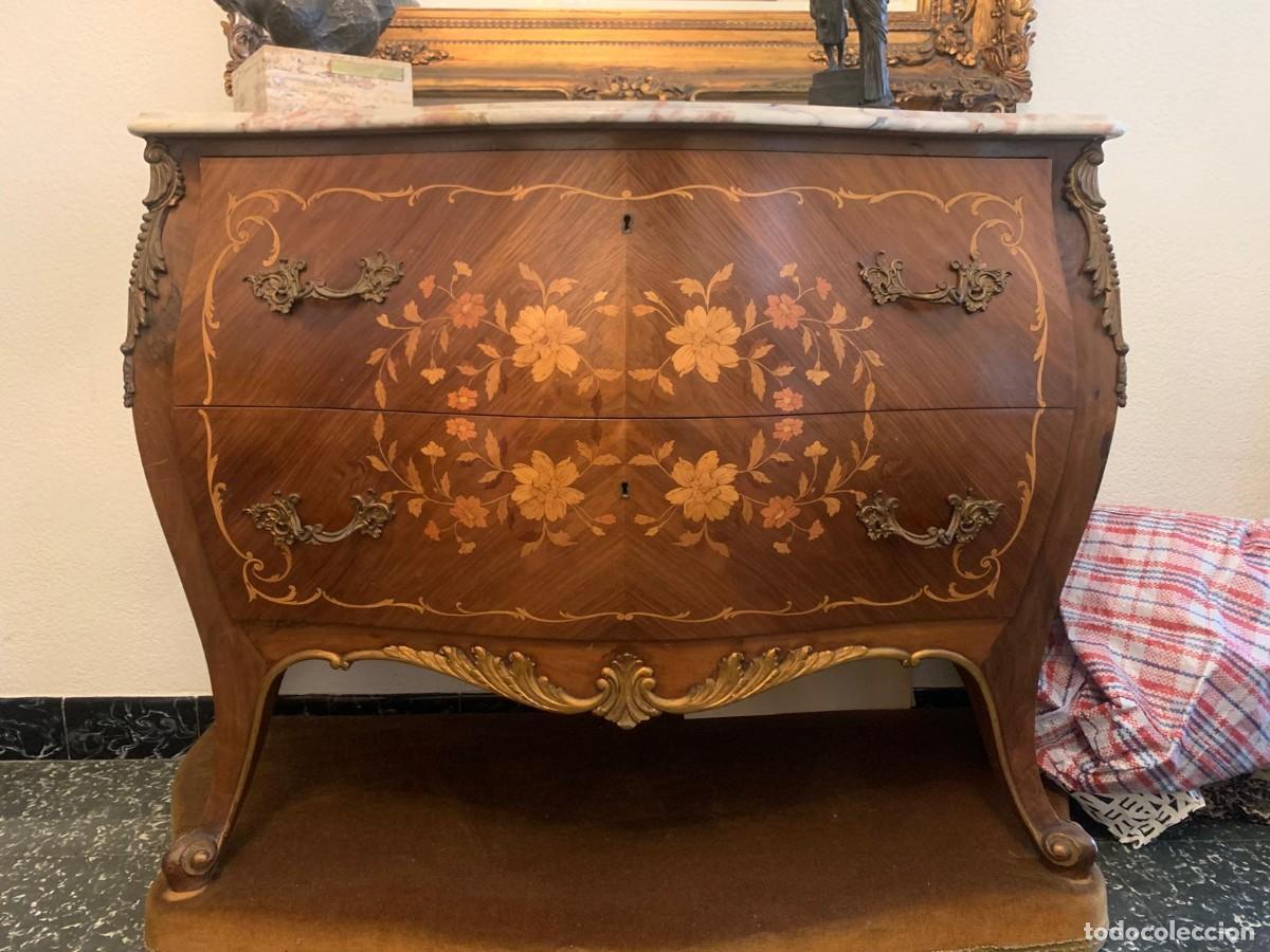 Antig&uuml;edades: C&oacute;moda recibidor de madera con m&aacute;rmol - Foto 2