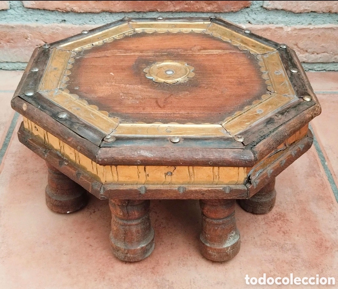 Antig&uuml;edades: Antigua Chowki india, octogonal de madera y lat&oacute;n