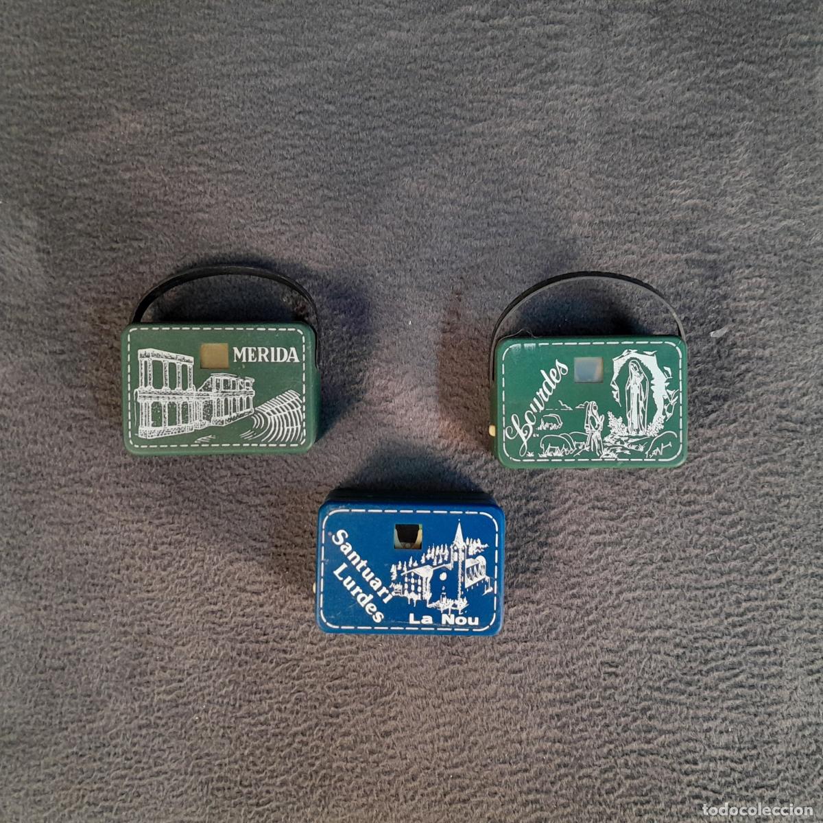 Antiques: LOTE DE 3 MINIATURAS EN FORMA DE MALETA CON VISOR DE DIAPOSITIVAS TURISTICAS. SIGLO XX
