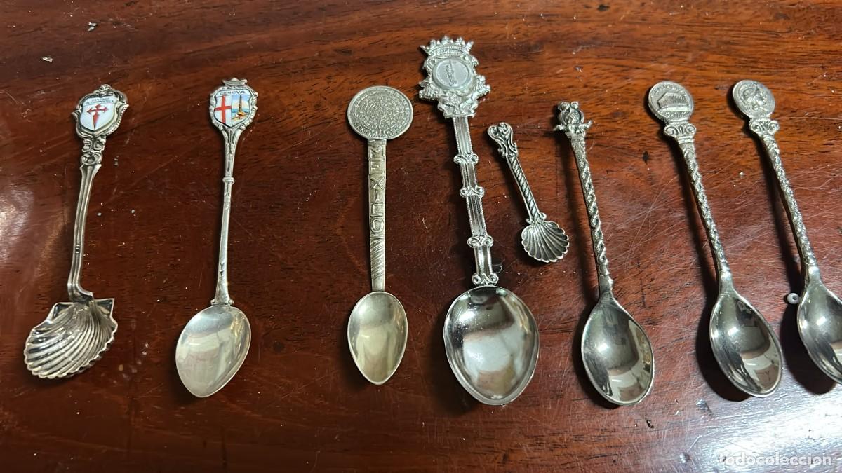 Antig&uuml;edades: CUCHARAS MINI COLECCION DE 8 UDS. PLATEADAS DE 5 A 12 CMS. - Foto 5