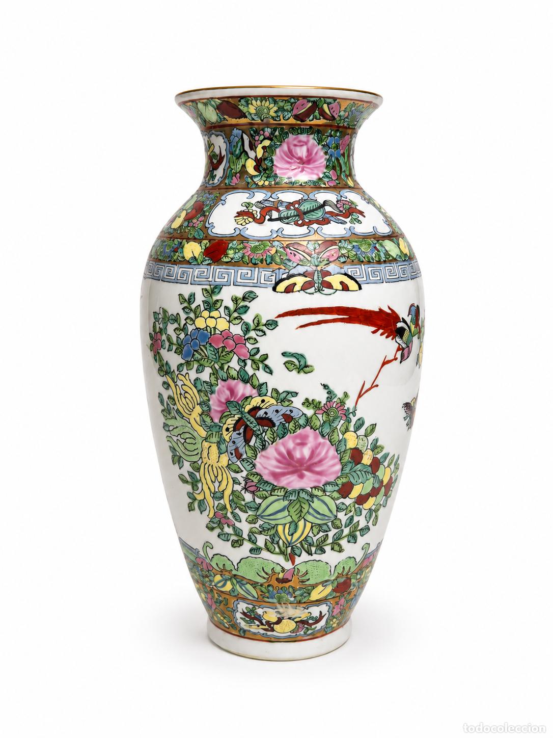 Antig&uuml;edades: Jarr&oacute;n de Porcelana China Estilo Qianlong, Familia Rosa