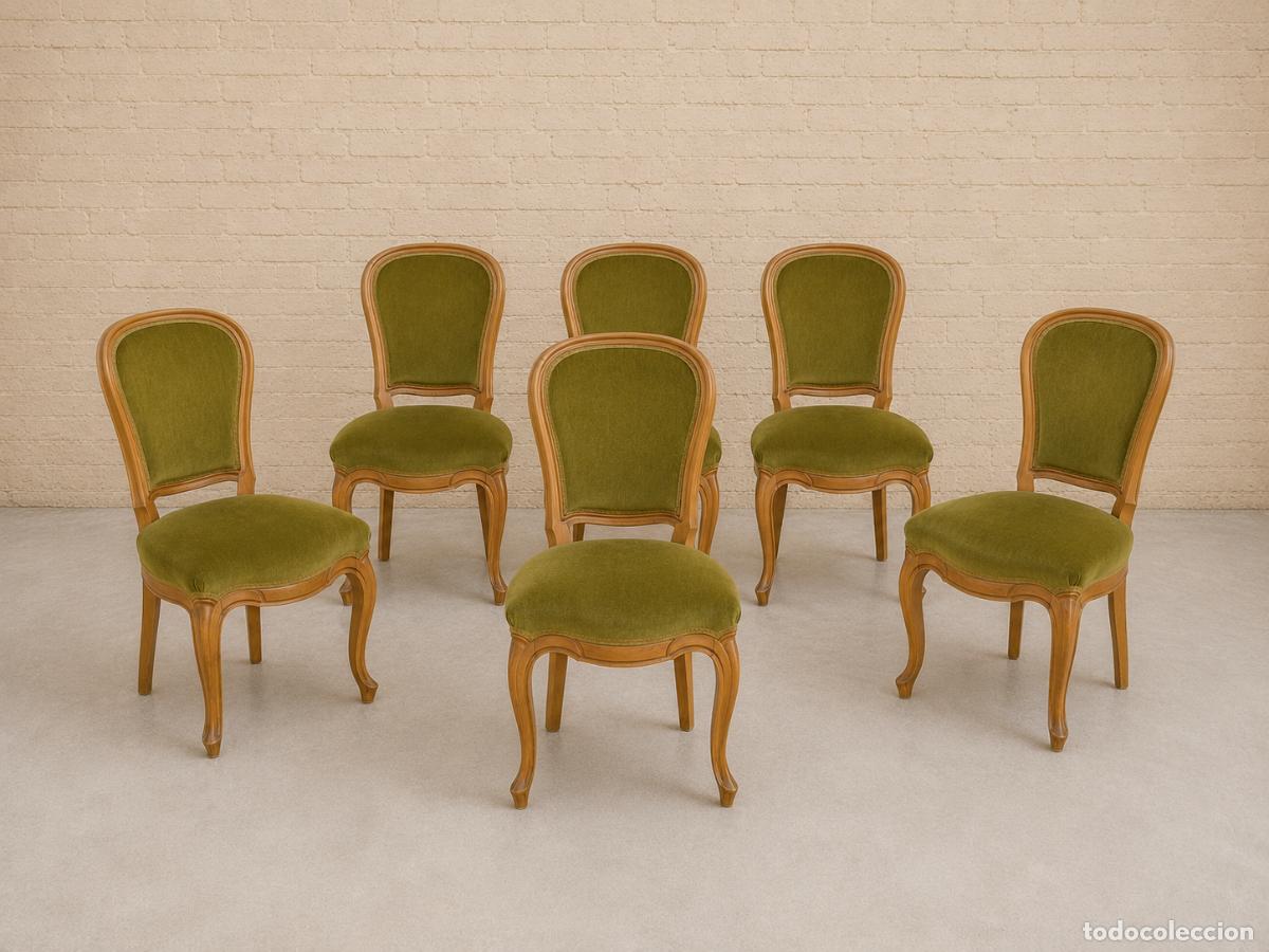 Antiguidades: 6 seis sillas antiguas estilo isabelino. Caoba 6 seis sillas antiguas estilo Luis XV estilo ingl&eacute;s.