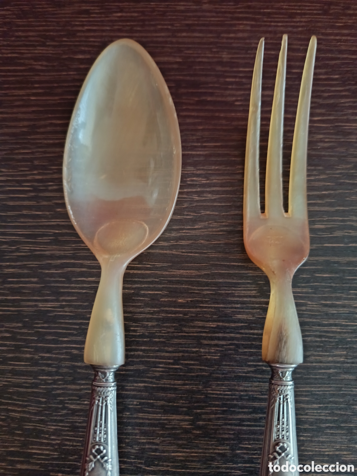 Antig&uuml;edades: Juego de cubiertos plata y asta - Foto 3