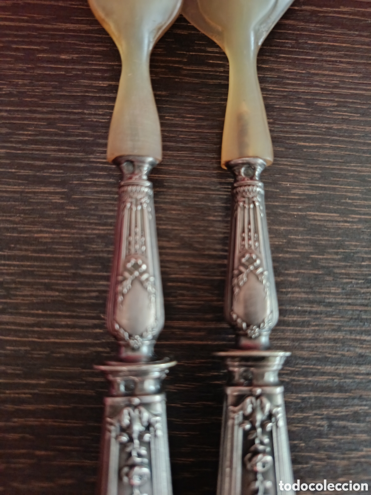 Antig&uuml;edades: Juego de cubiertos plata y asta - Foto 5