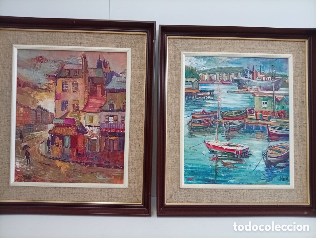 Antig&uuml;edades: .DOS. CUADROS &Oacute;LEO SOBRE TABLA MOTIVO, PAISAJE.