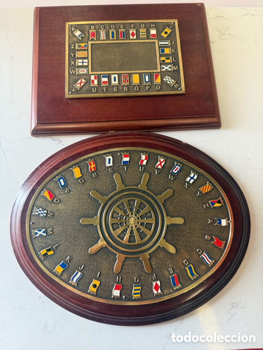 Antig&uuml;edades: Pareja Metopas N&aacute;uticas Vintage Banderas Mar