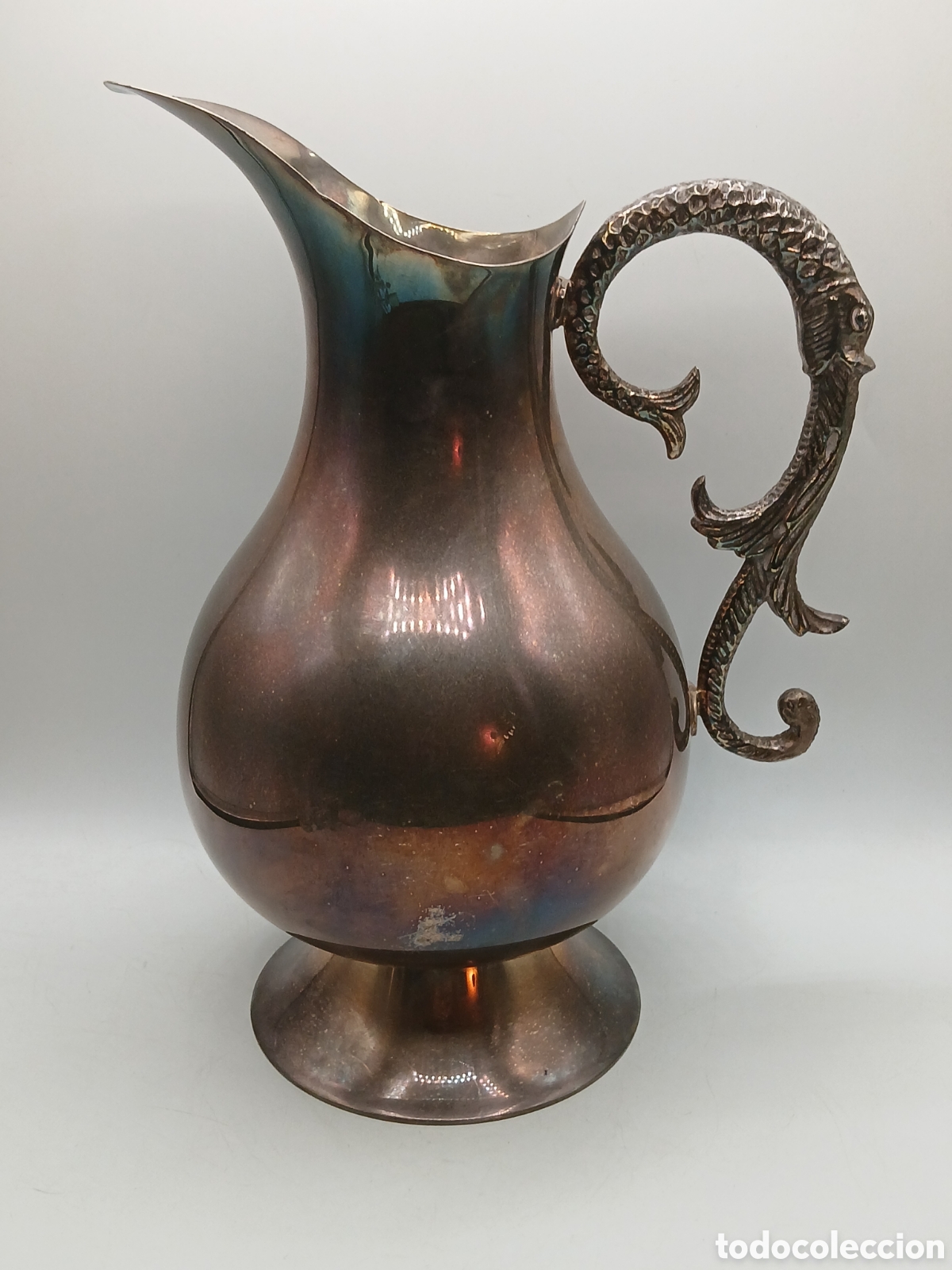 Antig&uuml;edades: Valentti, Made in Spain. Antigua jarra metal plateado