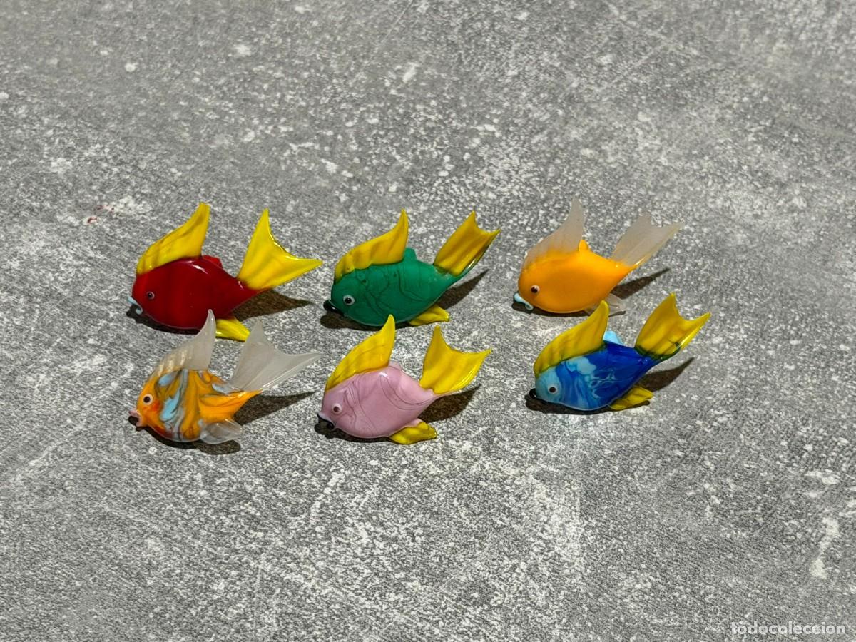 Antig&uuml;edades: 6 FIGURAS COLECCI&Oacute;N VINTAGE PECES DE CRISTAL A&Ntilde;OS 80