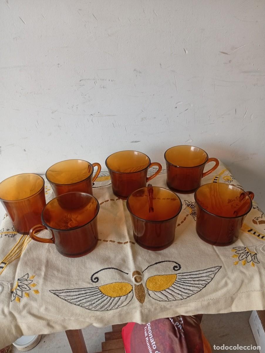 Antig&uuml;edades: SEIS TAZAS GRANDES DE DESAYUNO DURALEX AMBAR