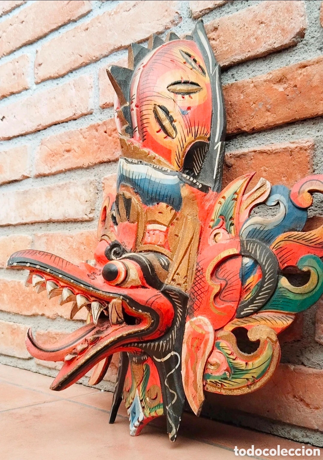 Antig&uuml;edades: M&aacute;scara Garuda, en madera - Foto 3