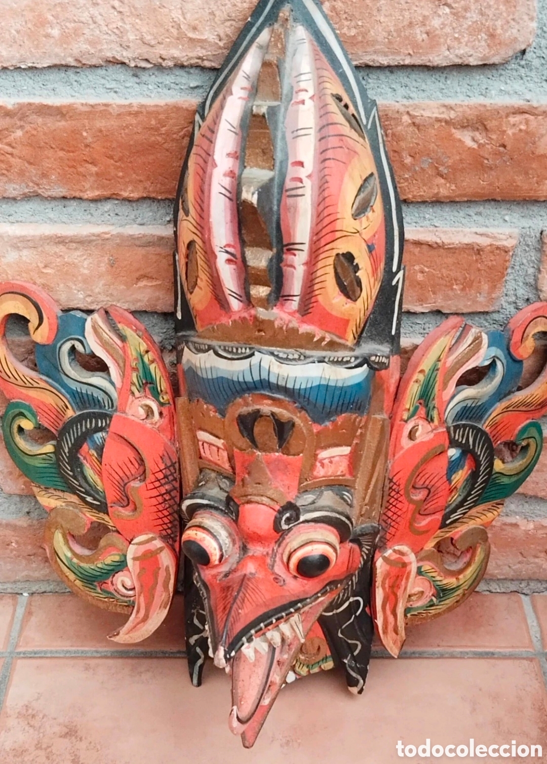 Antig&uuml;edades: M&aacute;scara Garuda, en madera - Foto 5