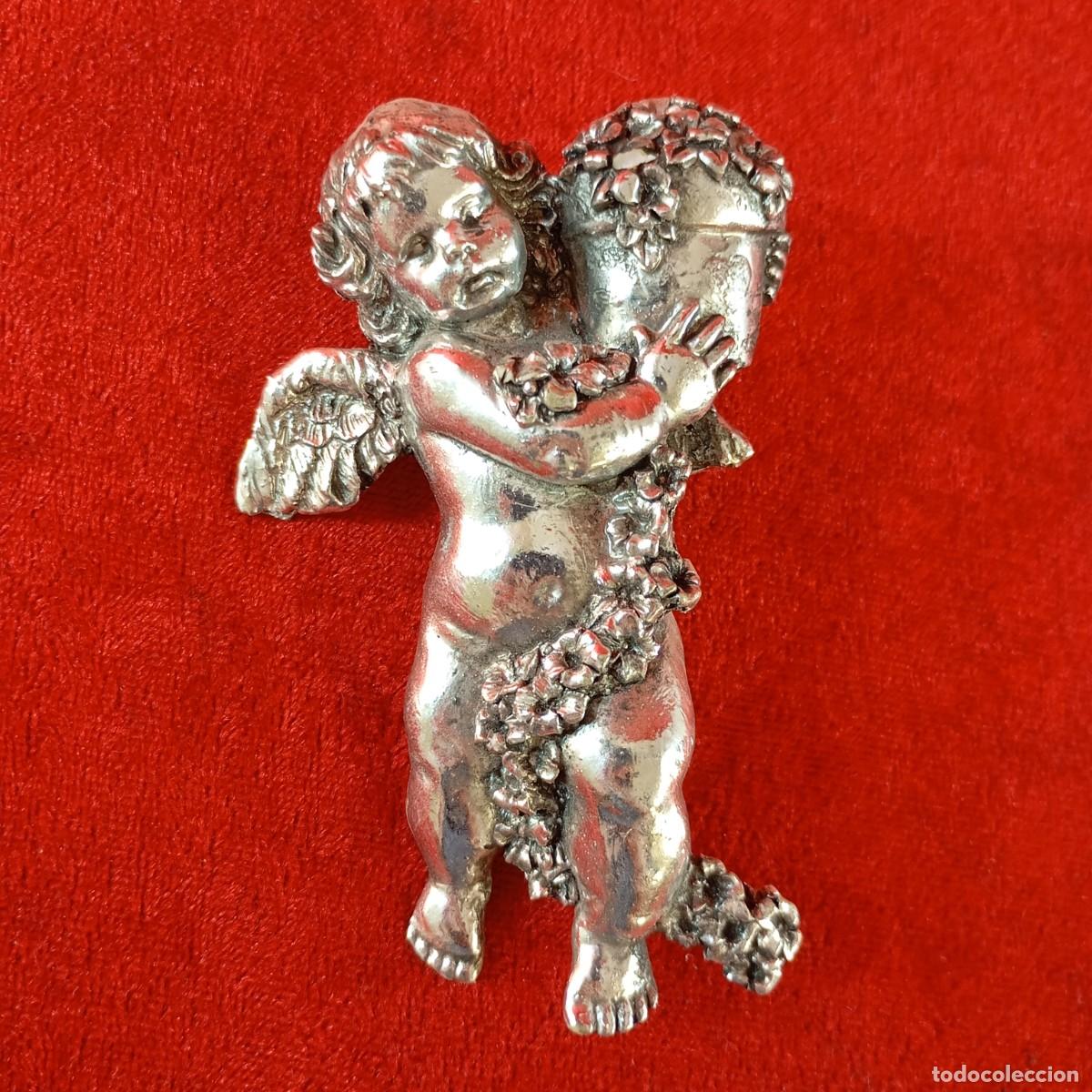 Antig&uuml;edades: BROCHE O PEQUE&Ntilde;A FIGURA - EN FORMA DE QUERUB&Iacute;N - PLATEADO - 10 X 6 CM / 2261