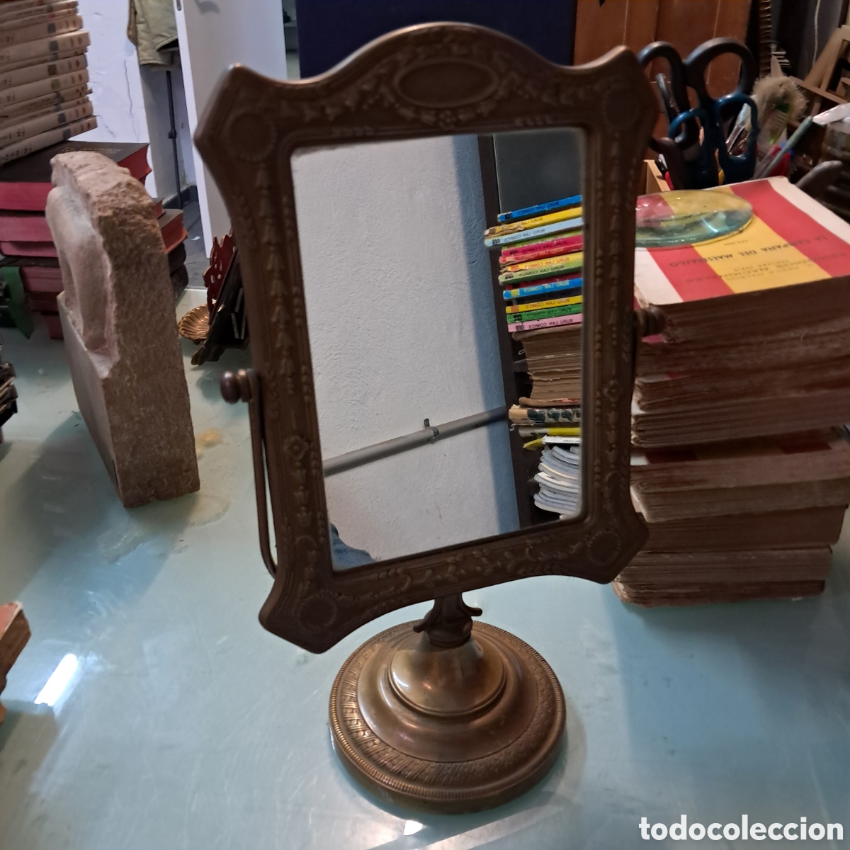Antig&uuml;edades: Espejo port&aacute;til.en bronce - Foto 1