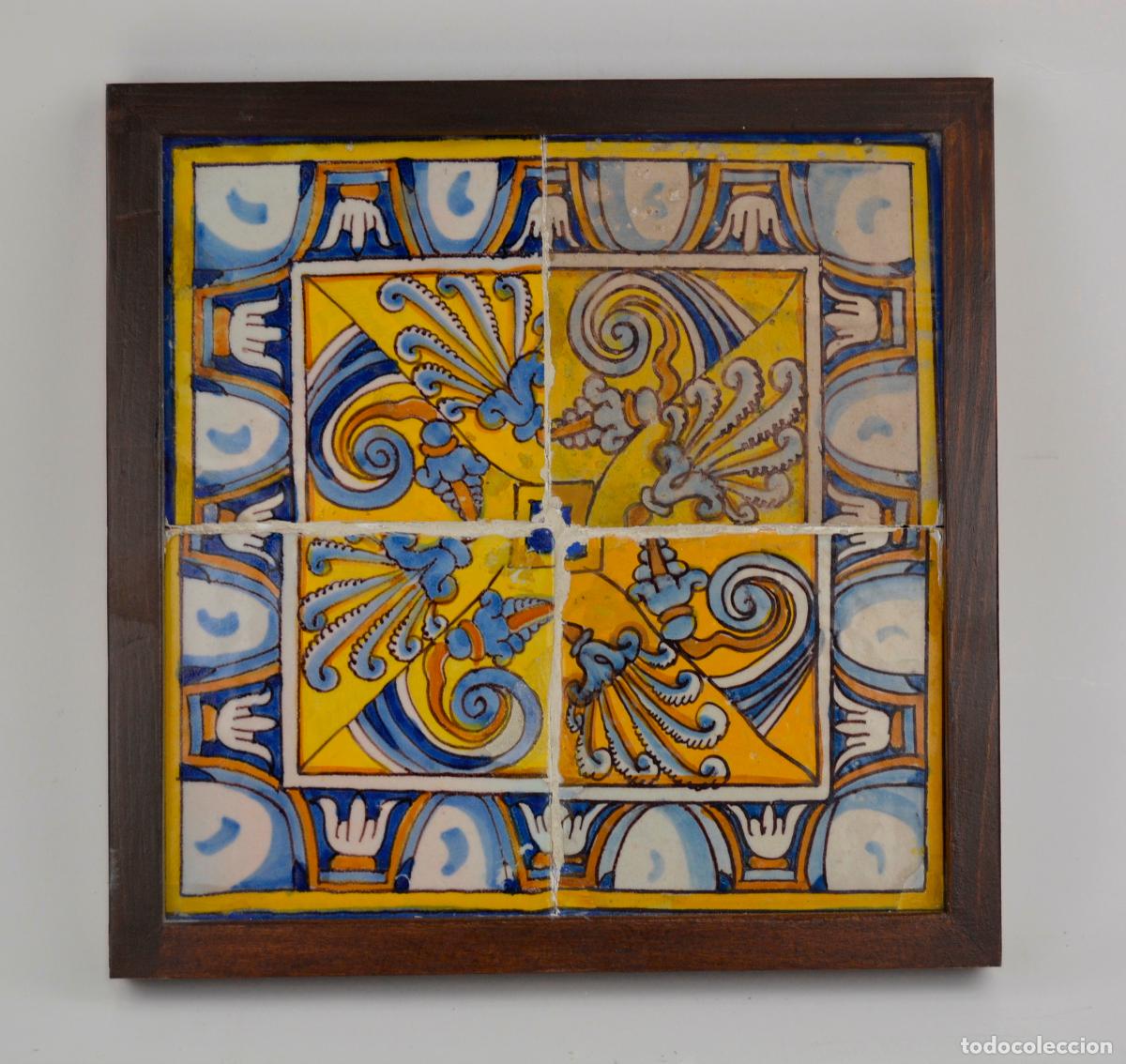 Antig&uuml;edades: Plaf&oacute;n de azulejos enmarcados siglo XVIII.