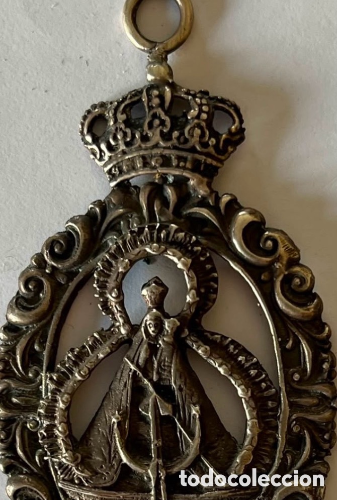 Antig&uuml;edades: Benditera plata de ley 925. Virgen del Rocio - Foto 3