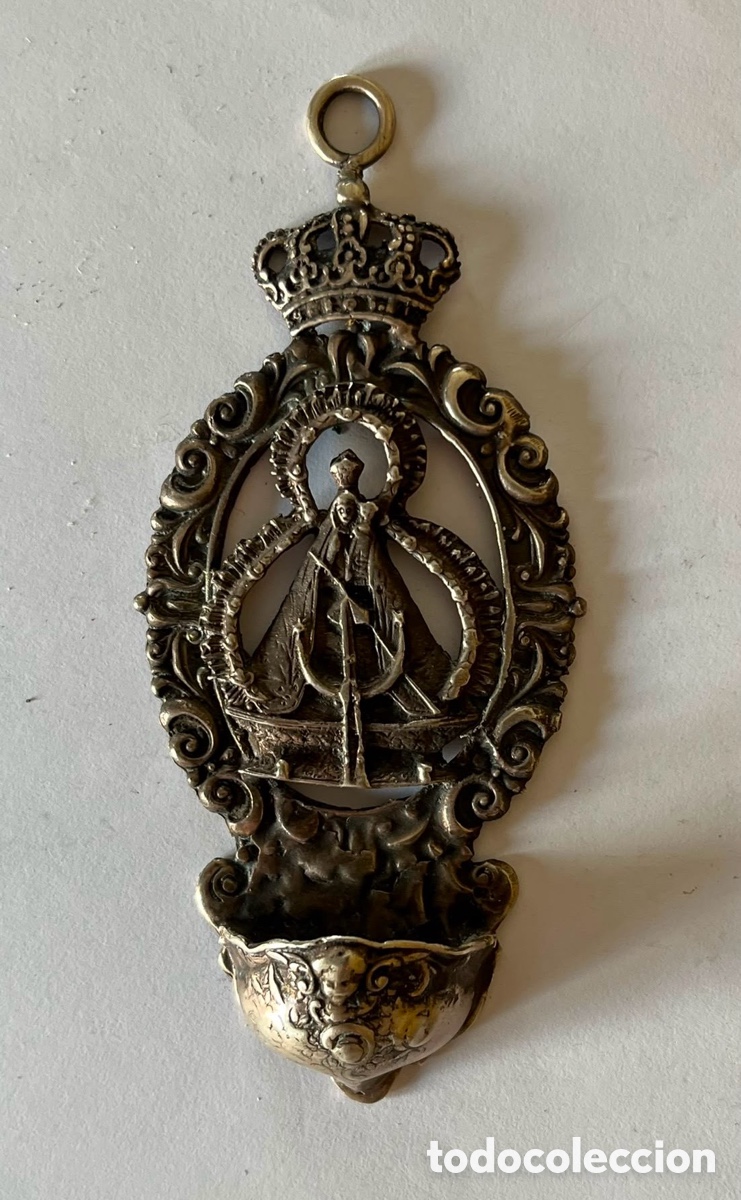 Antig&uuml;edades: Benditera plata de ley 925. Virgen del Rocio