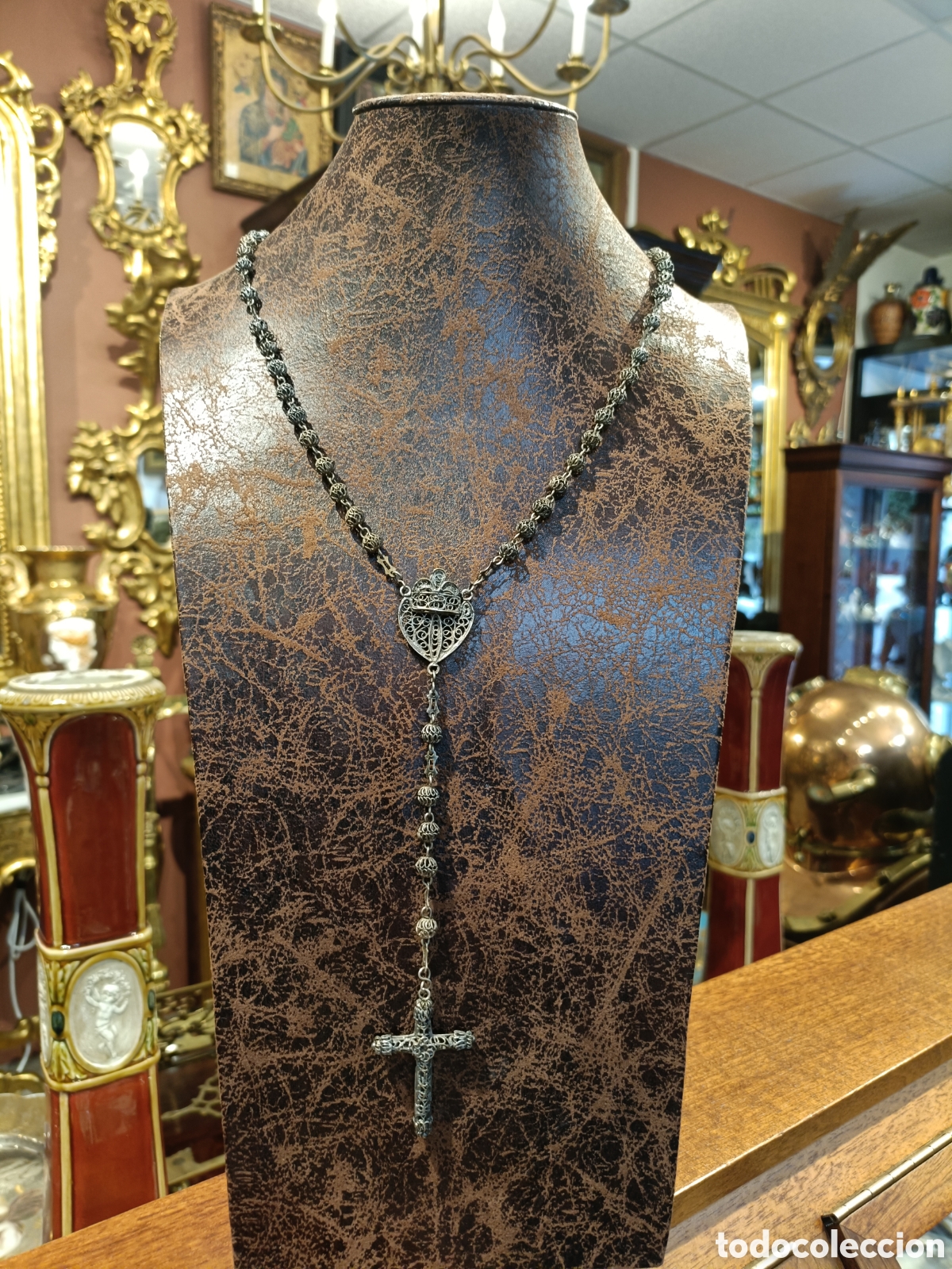 Antig&uuml;edades: ANTIGUO ROSARIO ELABORADO EN BA&Ntilde;O DE PLATA