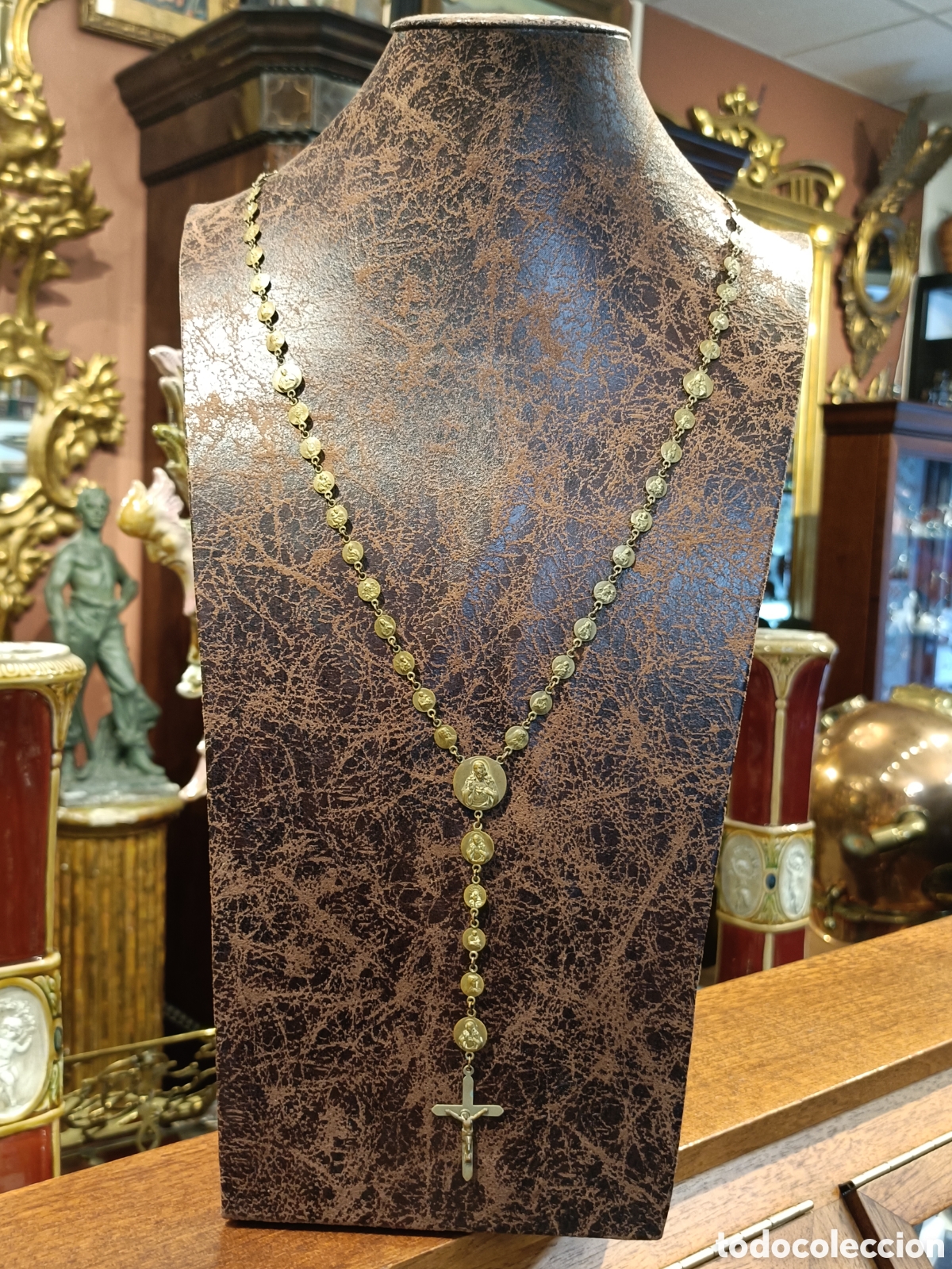 Antig&uuml;edades: ANTIGUO ROSARIO ELABORADO EN LAT&Oacute;N Y CUENTAS MEDALLAS RELIGIOSAS MINIATURA. SIGLO XX