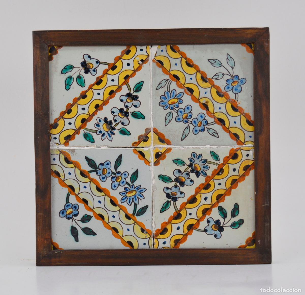 Antig&uuml;edades: Plaf&oacute;n de azulejos enmarcados siglo XVIII.
