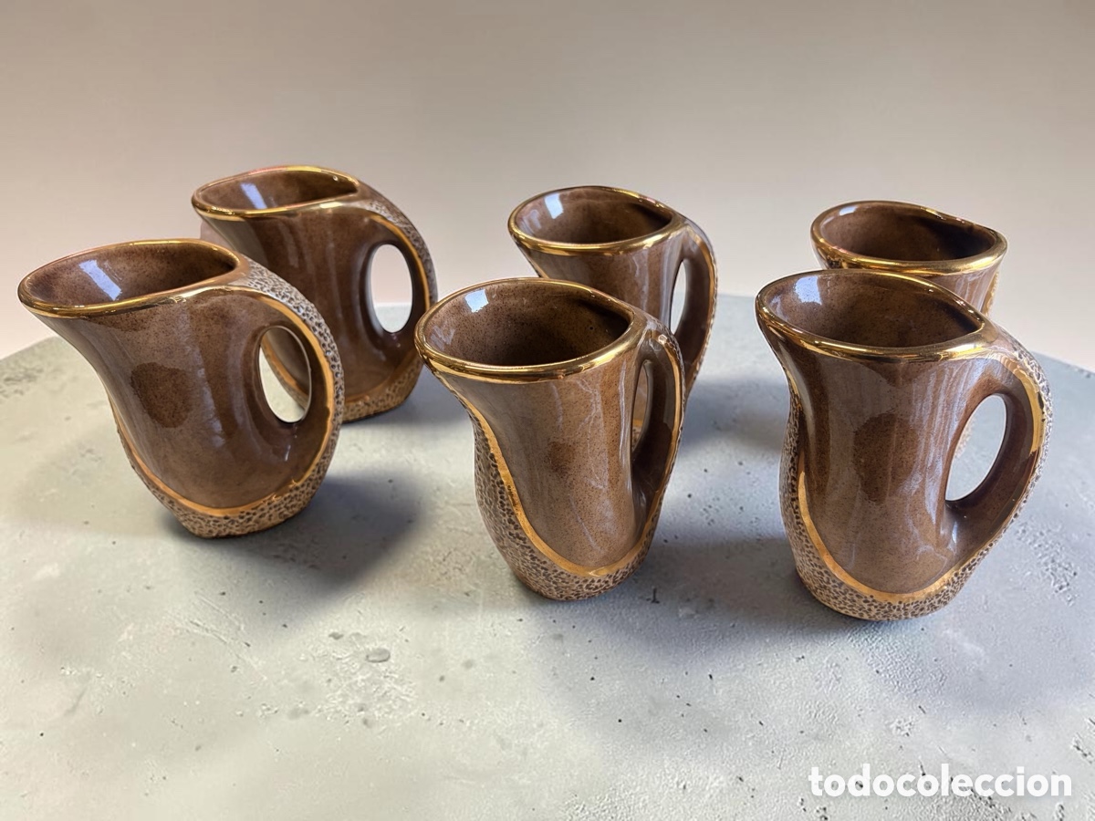 Antig&uuml;edades: Juego de jarras de cer&aacute;mica esmaltada a&ntilde;os 60