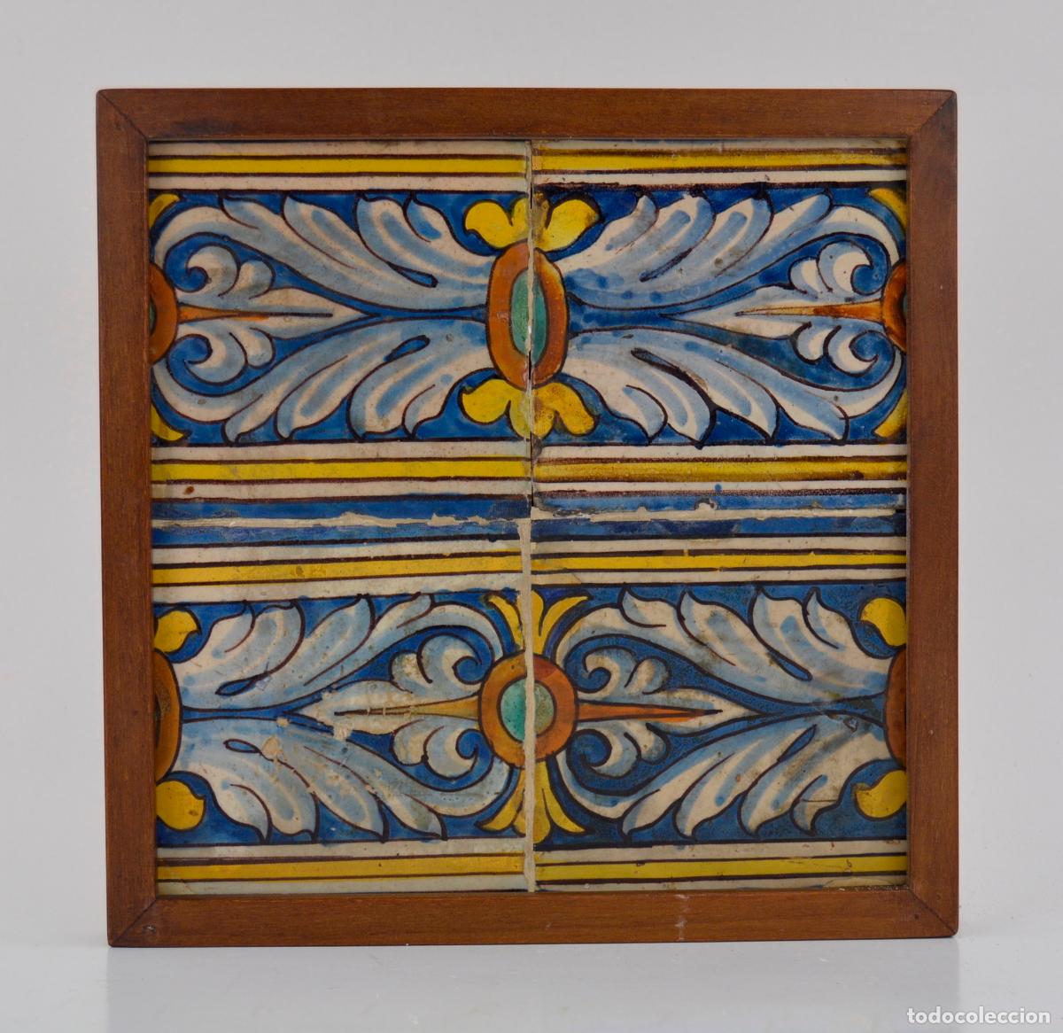 Antig&uuml;edades: Plaf&oacute;n de azulejos enmarcados siglo XVIII.