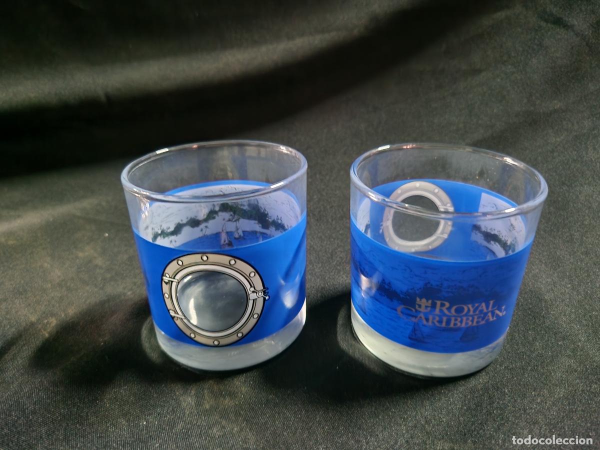 Antig&uuml;edades: 2 BONITOS VASOS DE CRISTAL. ROYAL CARIBE. MEDIDA 7*8
