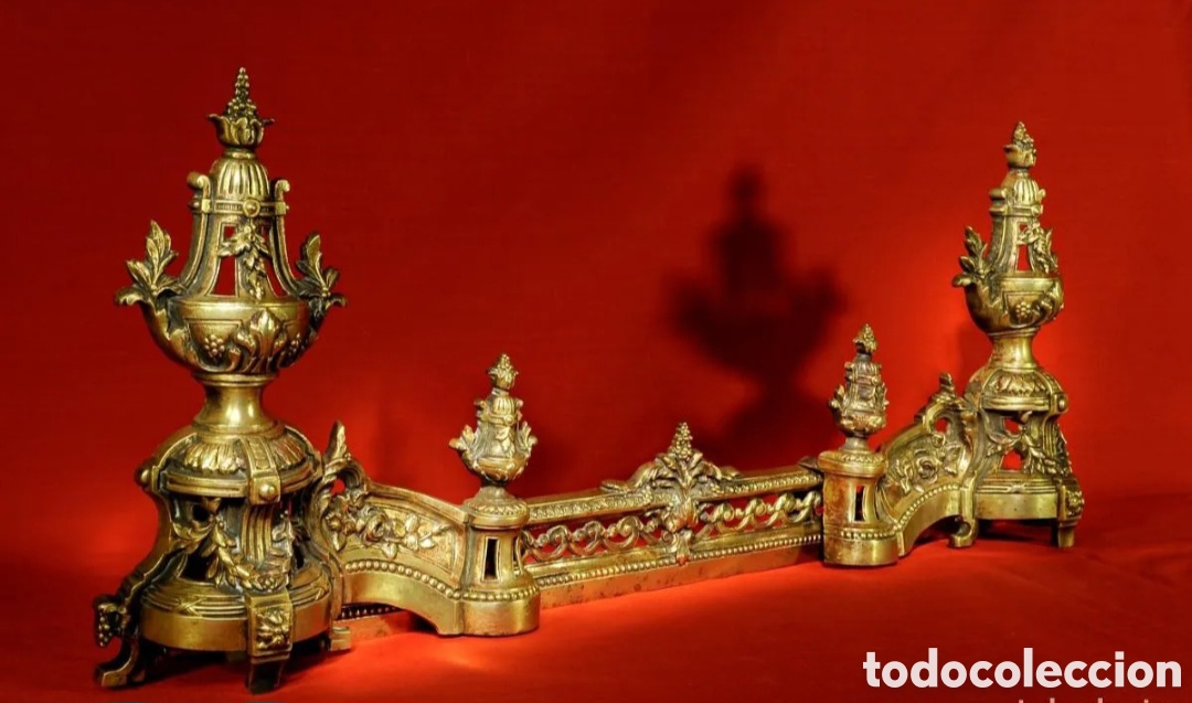 Antig&uuml;edades: Antigua Galeria y Morillos de Chimenea sellado PALMA BRONZ PARIS de Bronze