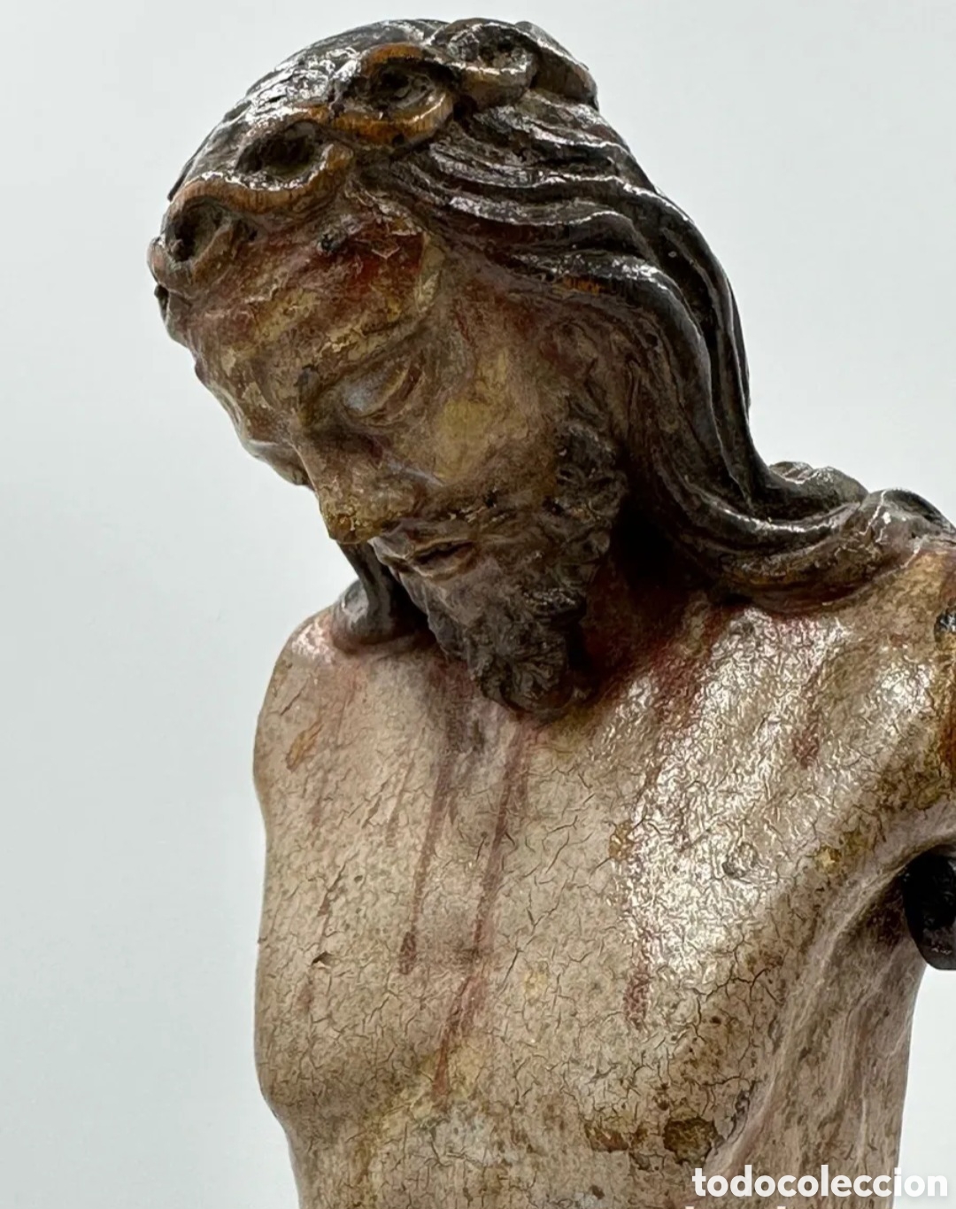 Antig&uuml;edades: Escultura religiosa antigua Cristo talla de madera. Siglo XVI.