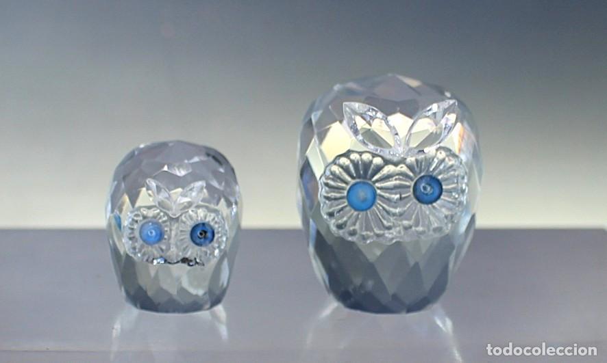 Antig&uuml;edades: Pareja de b&uacute;hos de cristal facetado. &iquest;Swarovski?