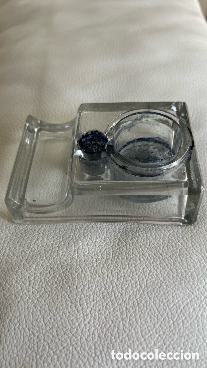 Antig&uuml;edades: TINTERO ANTIGUO DE CRISTAL PARA PUPITRE O MESA.
