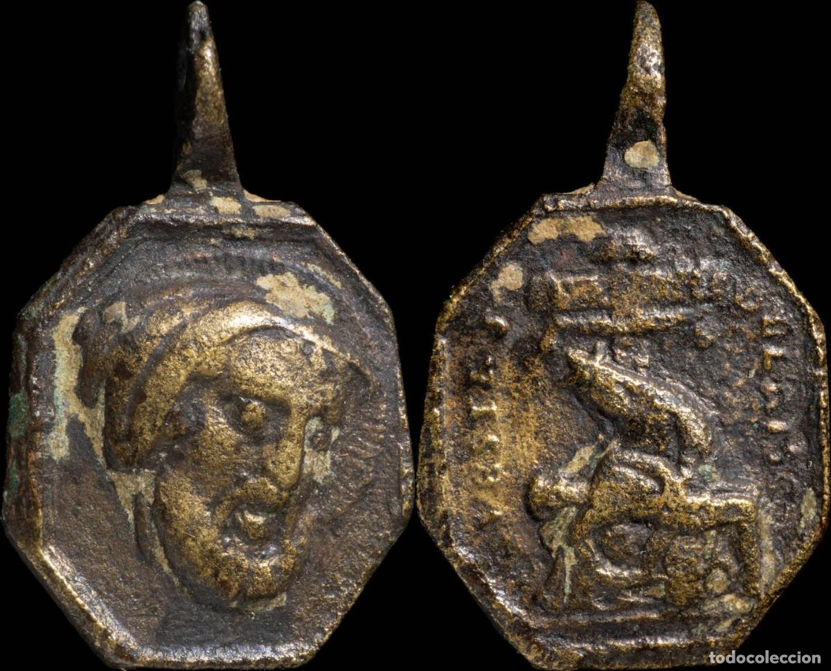Antig&uuml;edades: Religious Medal XVI-XVII centuries, S. Anastasio / V. Risco - 25x15 mm.