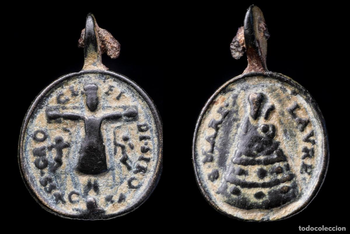 Antig&uuml;edades: Medal XVI-XVIII centuries, Cristo de Sirolo / Virgen de Loreto - 24x15 mm.