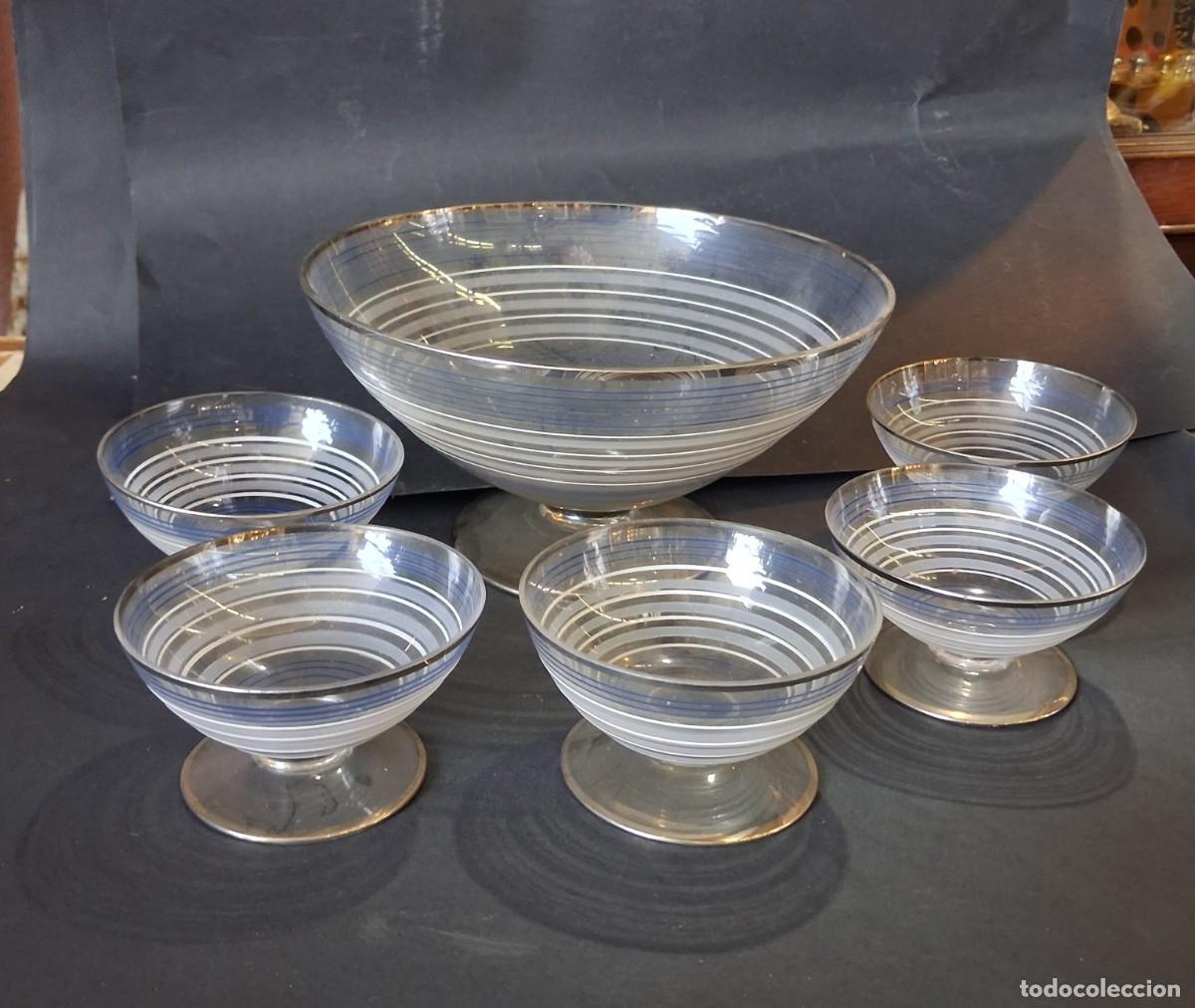 Antig&uuml;edades: Juego de postre art deco de cristal - Foto 1