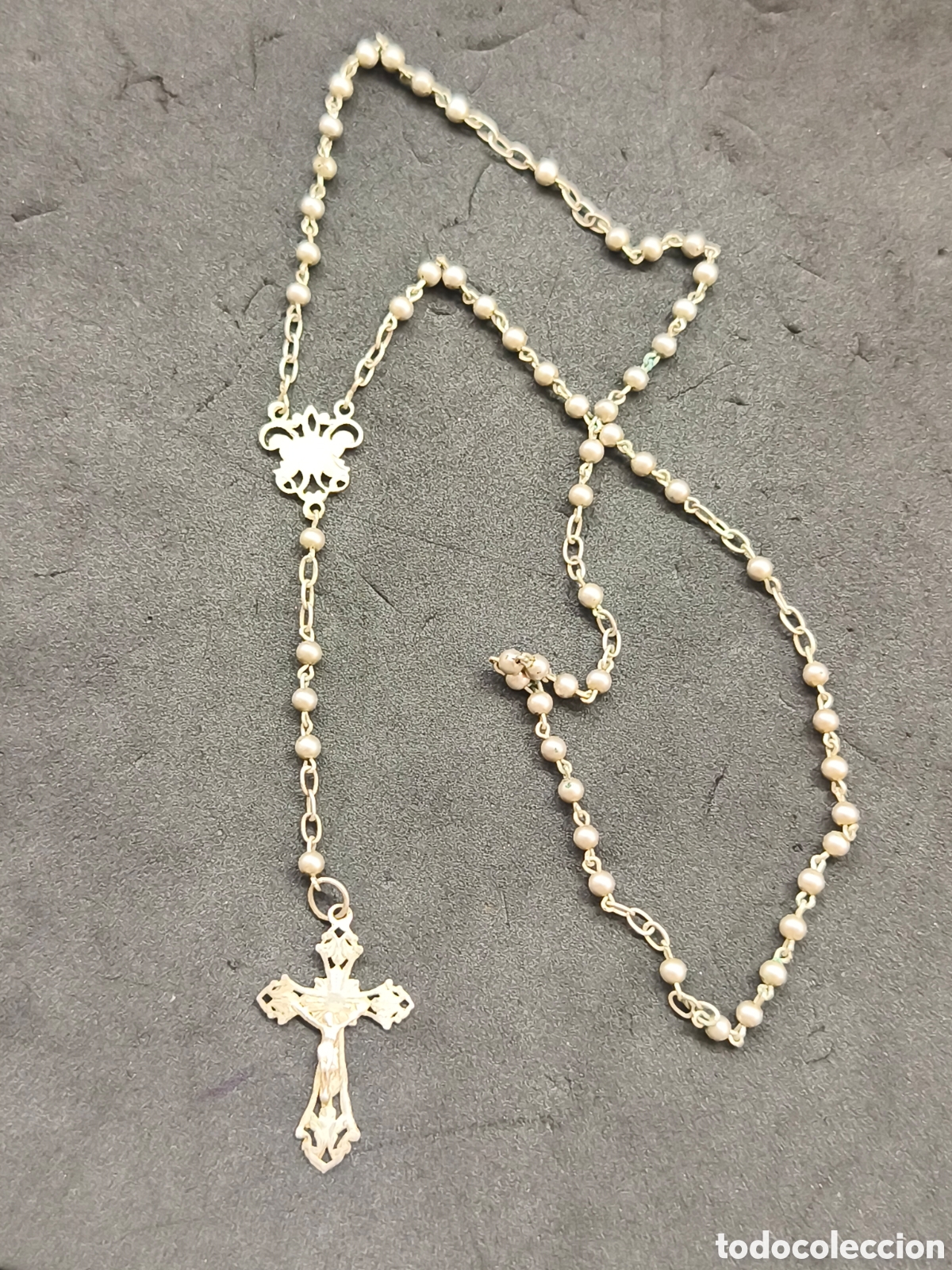 Antig&uuml;edades: Rosario de plata 29cm