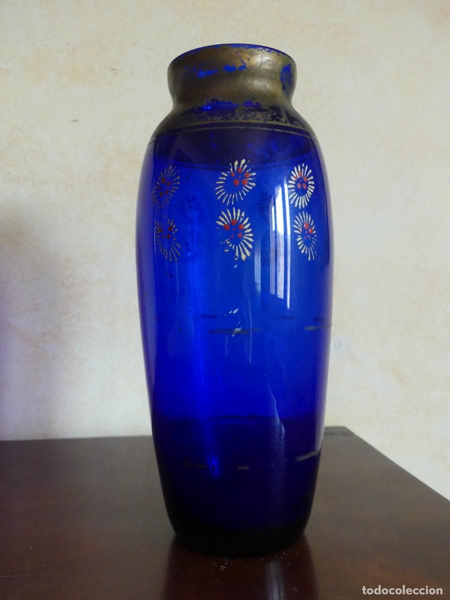 Antig&uuml;edades: JARRON ART - DECO EN FINO CRISTAL AZUL COBALTO. A&Ntilde;OS 30 ( PAGO POR BIZUM )
